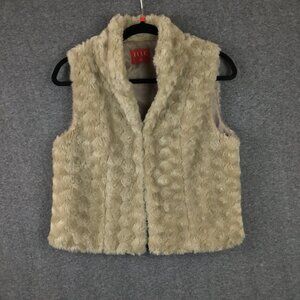 Elle Faux Fur‎ Vest Tufted Rosettes Tan S Lined